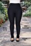 Black Plus Size High Waist and Elasticized Steel Knitted Full-Length Lycra Tight-Leg Pants