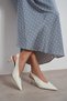 Lunix White Matte Pointed Toe Slingback Stiletto Heel U Women's Shoes - 7
