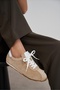 Ladin Beige Suede Leather Flat Sole Lace-Up Women's Sports Shoes - 7