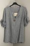 Women's Italian Gray Striped 3/4 Sleeve Loose 100% Cotton Blouse Tunic - 2