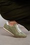 Ladin Light Green Suede Leather Flat Sole Lace-Up Women's Sports Shoes - 3
