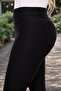 Black Plus Size High Waist and Elasticized Steel Knitted Full-Length Lycra Tight-Leg Pants - 5