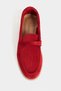 Bery Red Genuine Suede Leather Flat Sole Women's Loafers - 6