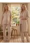 New Season Beige Maternity Short Sleeve Button-Down Design Summer Dressing Gown Pajama Set - 6