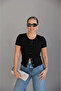 Women's Ribbed Knit Snap Fastener Blouse Black 10882-1 - 2