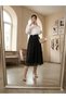 Full Lace Fabric Lined Midi Length Skirt |   Pleated Elegant and Stylish Daily and Special Occasion Matching Set - Black - 3
