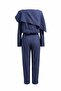 4836 Women's Asymmetrical Detailed Blouse Trousers Double Set Navy Blue - 3
