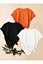 Unisex Orange Black White 3-Piece Design T-Shirt Set - 2