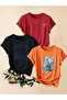 Unisex Red Black Orange 3-Piece Design T-Shirt Set