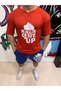 Never Give up Printed Relax Model Oversized Fitness T-Shirt Perforated Fabric