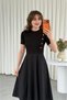 Women's Short Sleeve Crew Neck Gold Button Detail Midi Dress - 7