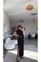 Black Maxi Slit Detailed Cool Belt Piece Premium Skirt - 4