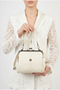Women's Cream 4-Compartment Bag with Lined Pockets and Zipper Closure, Handbag and Shoulder Bag - 2