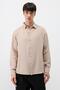 Textured Cotton Pieces of Oversized Shirts in Beige - 3