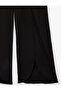 Elastic Waist Slit Detailed Textured Wide Leg Pants - 4