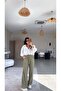 Khaki Wrinkled Fabric Elastic Pants - 5