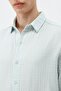 Textured cotton oversize shirt blue - 7
