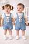 Unisex Baby Teddy Bear Print Denim Salopet Jumpsuit T-Shirt Set-Summer 9-12-18 Months - 2