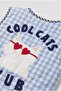 Unisex Kids Cotton Pack Blue Gingham Cat Applique Quilted Vest - Cool Cats Club - 2