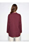 Burgundy Double-Breasted Collar Textured Modal Blend Women's Kimono - 3