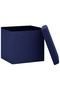 Folding storage stool, blue, imitation canvas - 4
