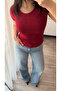 Women's Burgundy Crew Neck Cotton Pack Soft Basic Blouse - 3