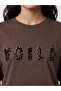 Lcw Vision Brown Crew Neck Printed Oversize Women's T-Shirt - 2