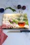 Daisy Flowers and Tea Themed Tempered Glass Cutting Board 30X40 cm Size Uv Printing - Bckt007
