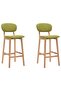 Bar stools, 2 pcs., green, fabric