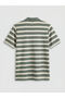 Green Polo Collar Striped Men's T-Shirt - 6