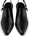 Black Matte Leather Buckled Embroidered Closed Front Open Back Western Cowboy Sandals Shoes - 4