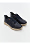 Navy Blue Leather-Look Men's Sports Shoes