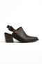 Bitter Brown Matte Leather Buckled Pin Detail Closed Front Open Back Western Cowboy Sandals Shoes