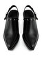 Black Matte Leather Buckled Pin Detail Closed Front Open Back Western Cowboy Sandals Shoes - 4