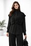 Women's Oversized Pocketed Vest Set Shirt Trousers Set Sb0002