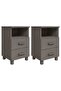 Bedside tables, 2 pcs., light gray, 40x35x62 cm, solid pine wood - 2
