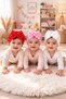 3-Piece Newborn Baby Girl/Girl Child Double Layer Bonnet with Bow, Suitable for Use between 0-12 Months