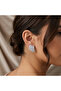 Silver Tone Baguette Step Earrings – Geometric Sparkling Statement Design