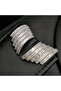 Silver Tone Baguette Step Earrings – Geometric Sparkling Statement Design - 4