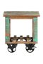 Side table with wheels, 40x40x42 cm, solid recycled wood - 2