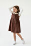 Girl's Lace Collared Corded Fabric Velvet Gilet and Long Sleeve Sweat Set - 5
