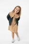 Girl's Floral Embroidered Cardigan and Corded Fabric Velvet Dress Set - 2