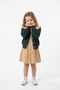 Girl's Floral Embroidered Cardigan and Corded Fabric Velvet Dress Set - 4