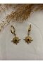 Green Stone Detailed Shimal Star Steel Earrings
