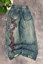 Blue Stonewashed Vintage Tribal Printed Baggy Pants - 2