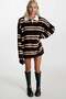 Striped Buttoned Polo Neck Knitwear Blouse - 2