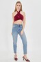 Women's Blue Tint Washed Slim Mom Jean Pants – High Waist Lycra Stretch Denim - 6