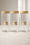 Bamboo Gasketed Borosilicate 1.5 Liter Round Striped 3-Piece Jar Set Kw-124 - 2