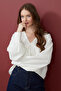 V-Neck Muslin Fabric Blouse with Tie Detail - 2