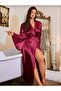 Women's Silk I Satin and Bat Sleeve K Belt I Long Single Dressing Gown - 3